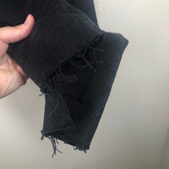 We The Free Stella Raw Hem Skinny Jeans Ripped Knee Button Fly Black 27 - Picture 6 of 11